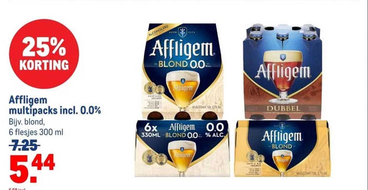 Affligem multipacks incl. 0.0% 25% Korting