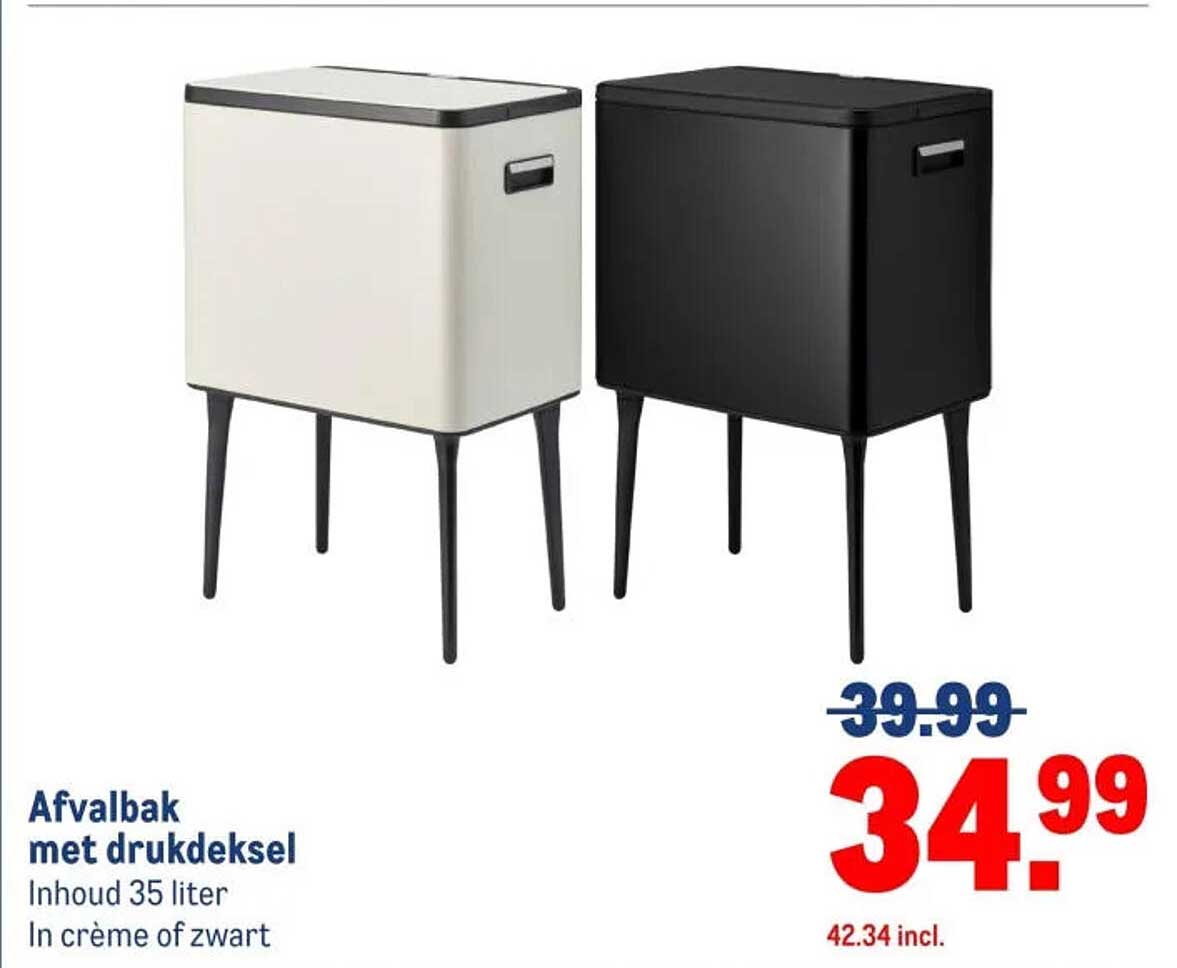 Afvalbak met drukdeksel