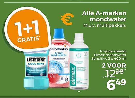 Alle A-merken mondwater 1+1 gratis