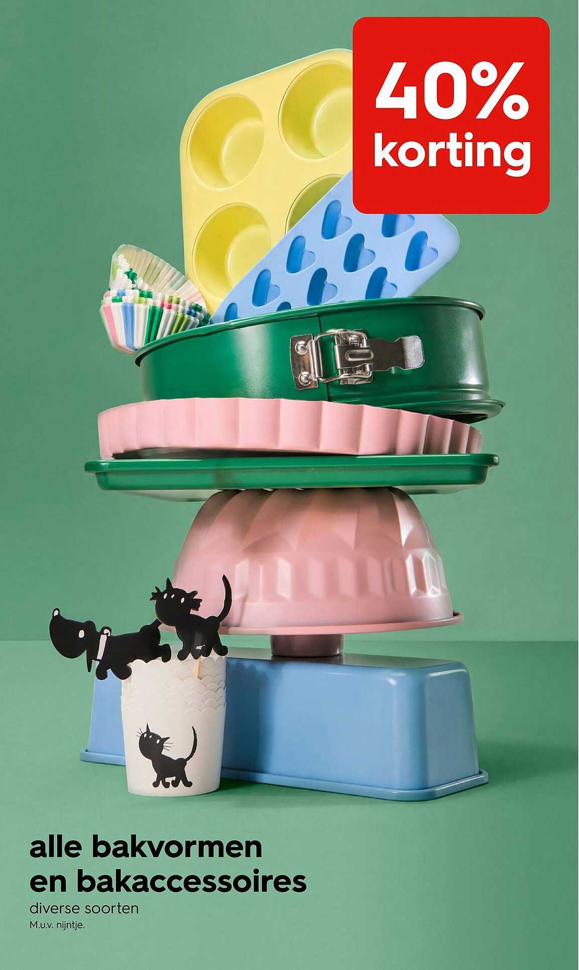 alle bakvormen en bakaccessoires diverse soorten M.u.v. nijntje. 40% korting