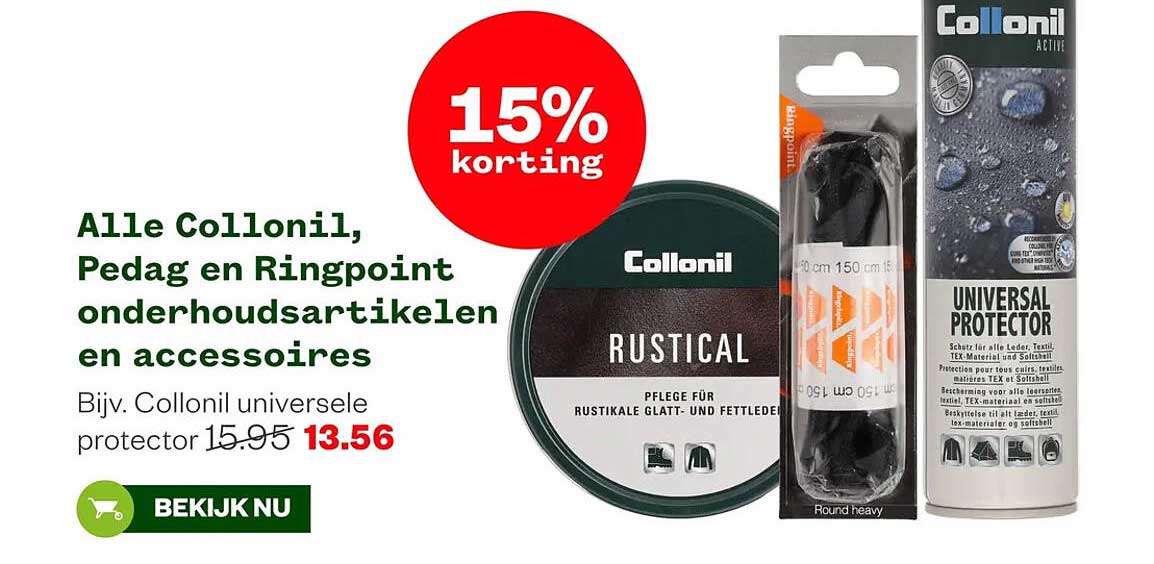 Alle Collonil, Pedag en Ringpoint onderhoudsartikelen en accessoires 15% korting