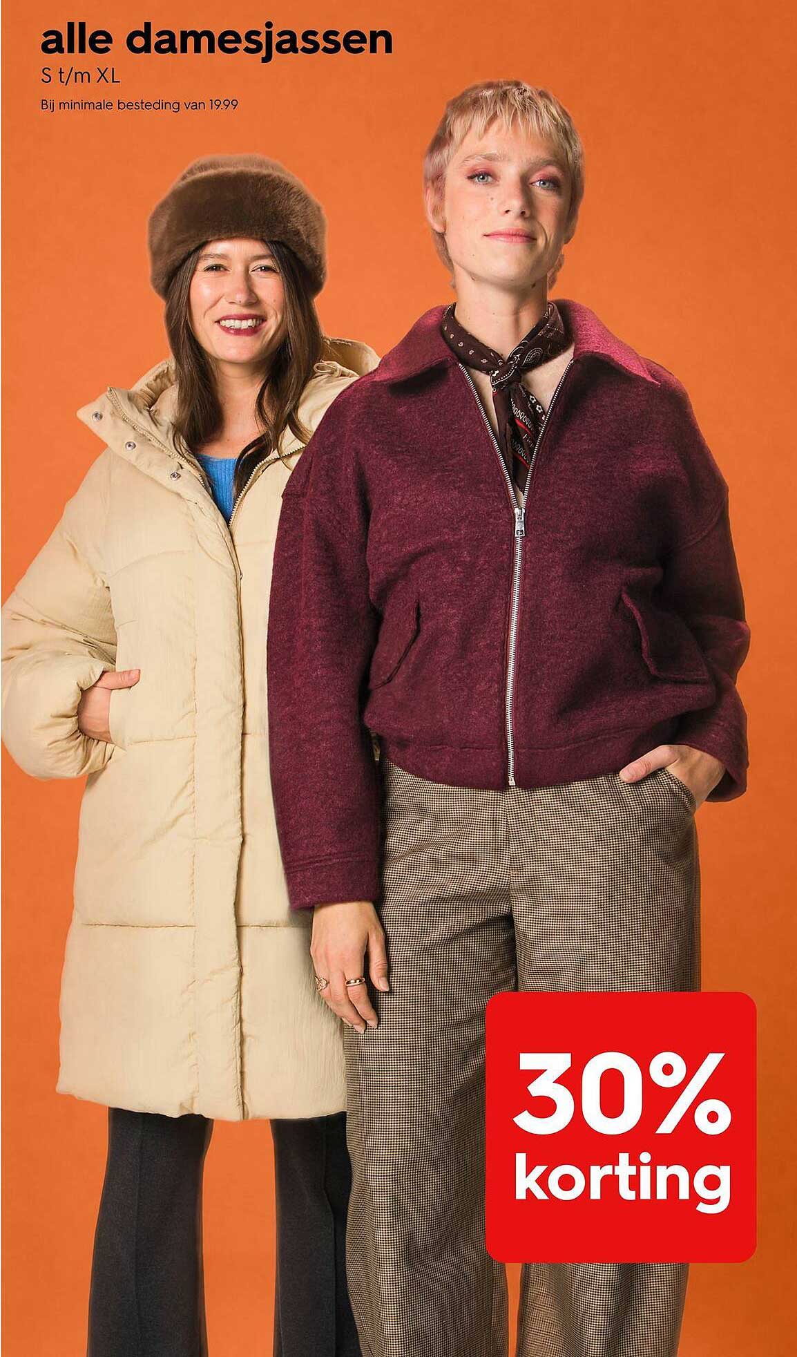 alle damesjassen S t/m XL 30% korting