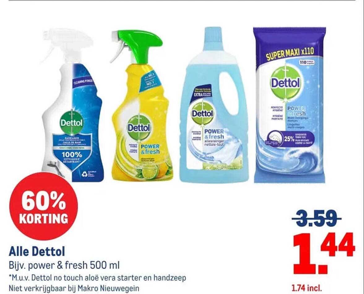 Alle Dettol Bijv. power & fresh 500 ml