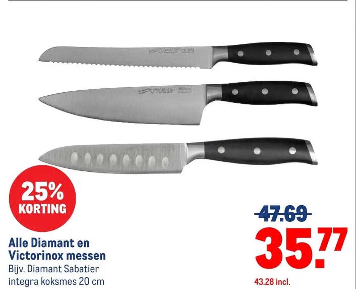 Alle Diamant en Victorinox messen Bijv. Diamant Sabatier integra koksmes 20 cm 25% KORTING
