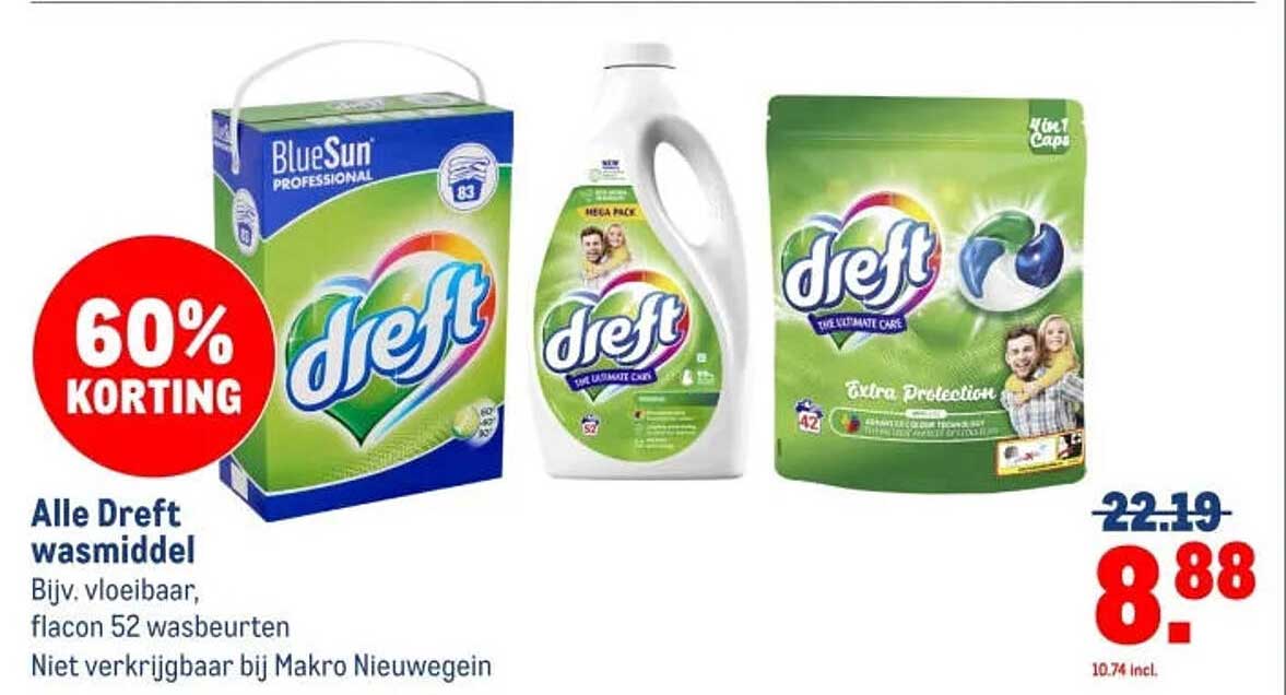 Alle Dreft wasmiddel