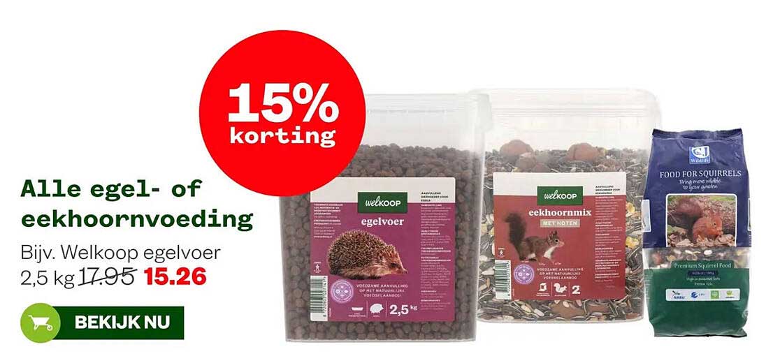 Alle egel- of eekhoornvoeding 15% korting