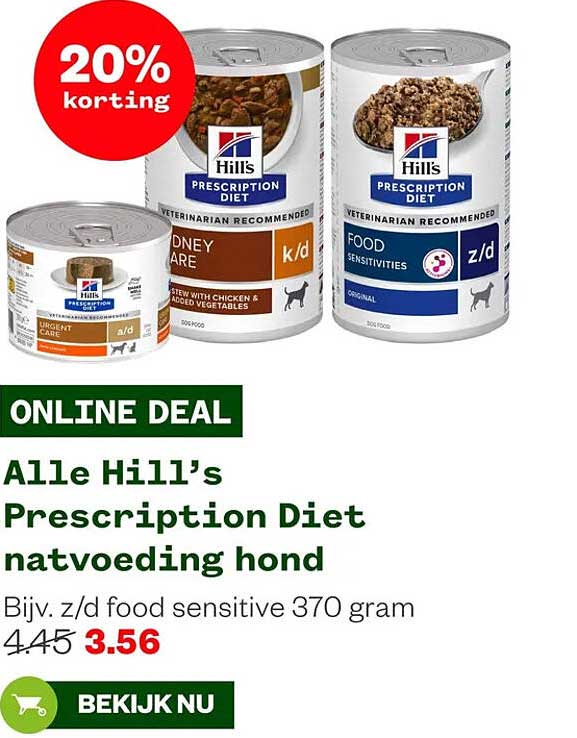 Alle Hill’s Prescription Diet natvoeding hond 20% korting