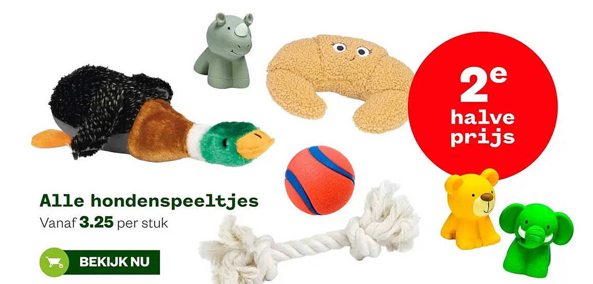 Alle hondenspeeltjes 2e halve prijs