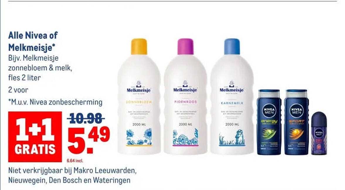 Alle Nivea of Melkmeisje* 2 voor 1+1 GRATIS