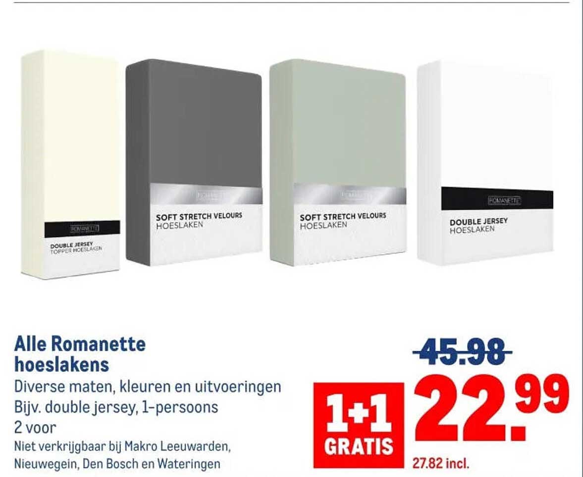 Alle Romanette hoeslakens 1+1 GRATIS