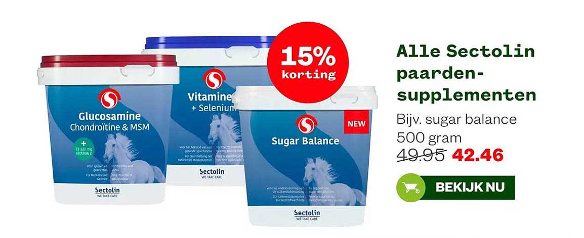 Alle Sectolin paarden-supplementen 15% korting