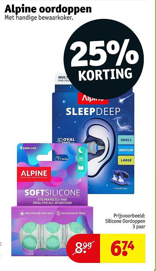Alpine oordoppen 25% KORTING