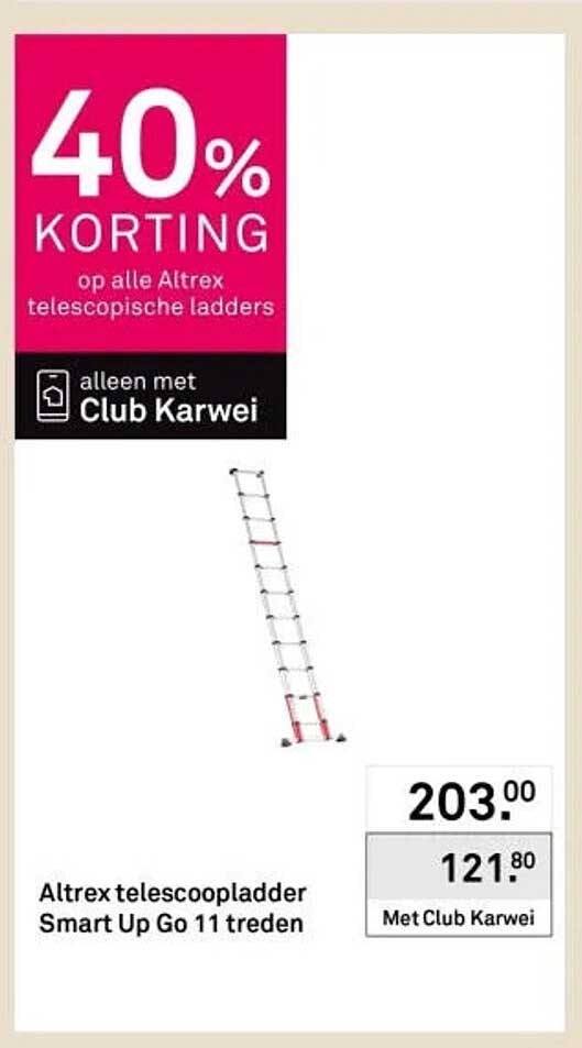 Altrex telescopladder Smart Up Go 11 treden 40% KORTING