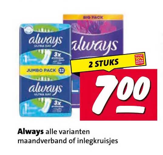 Always alle varianten maandverband of inlegkruisjes 2 STUKS