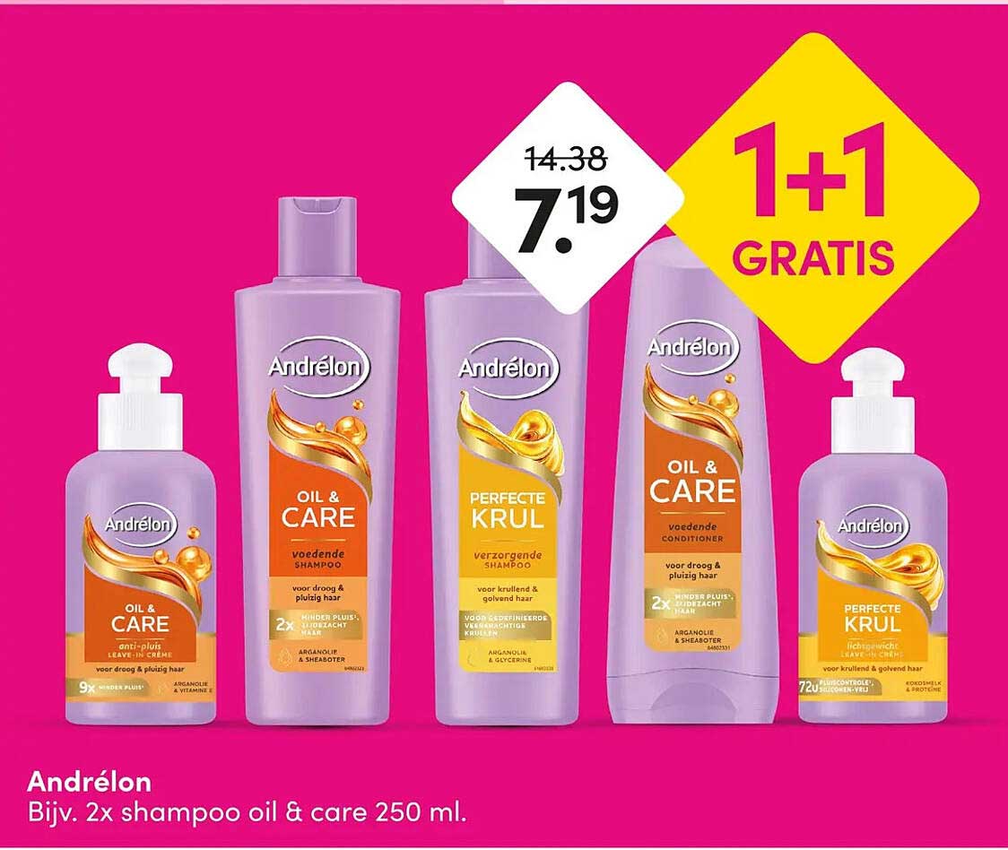 Andrélon Bijv. 2x shampoo oil & care 250 ml. 1+1 gratis