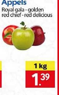 Appels Royal gala - golden red chief - red delicious