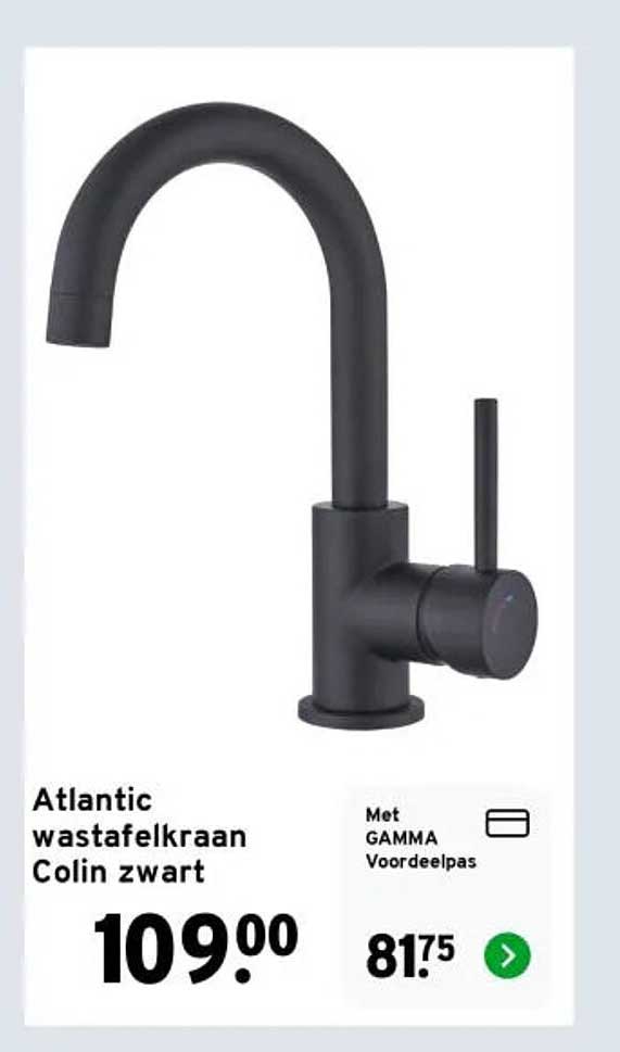 Atlantic wastafelkraan Colin zwart