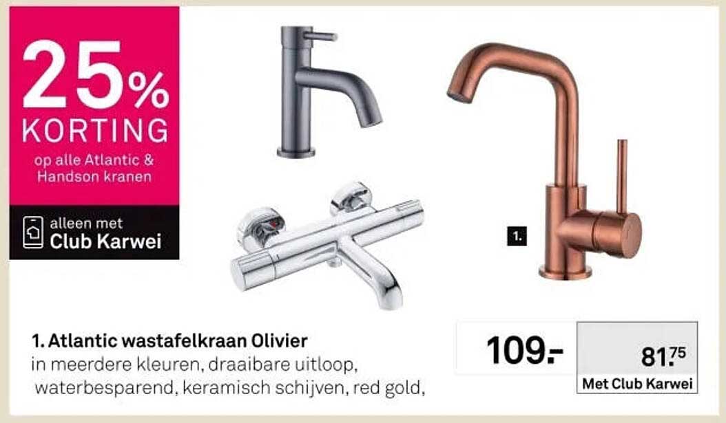 Atlantic wastafelkraan Olivier 25% KORTING