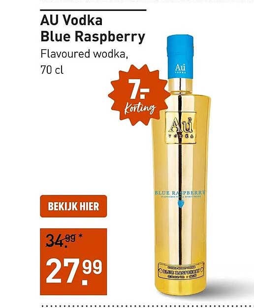 AU Vodka Blue Raspberry Flavoured wodka, 70 cl