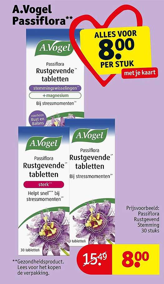 A.Vogel Passiflora Rustgevende tabletten met je kaart