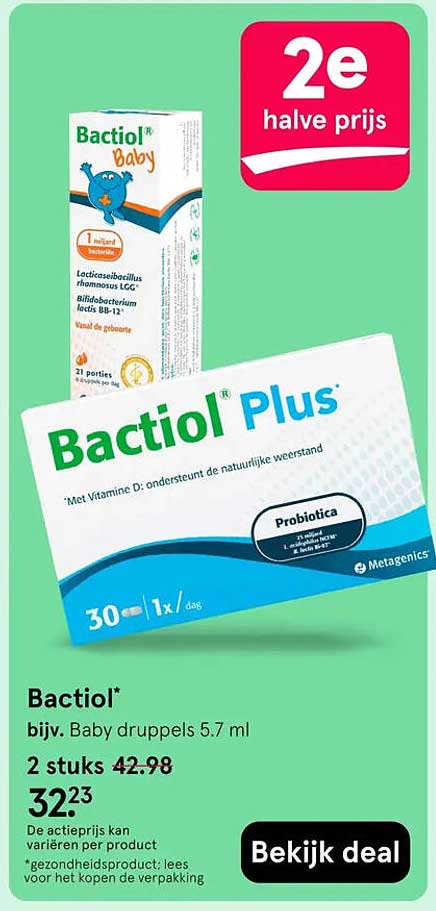 Bactirol* bijv. Baby druppels 5.7 ml 2e halve prijs
