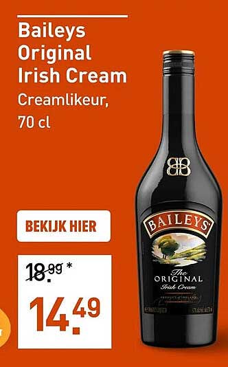 Baileys Original Irish Cream Creamlikeur, 70 cl