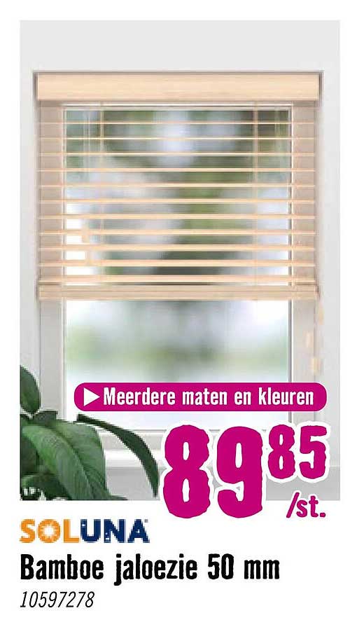 Bamboe jaloezie 50 mm Meerdere maten en kleuren