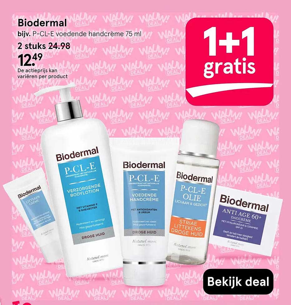 Biodermal bijv. P-CL-E voedende handcrème 75 ml 1+1 gratis
