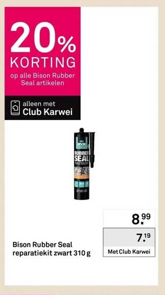 Bison Rubber Seal reparatiekit zwart 310 g 20% korting op alle Bison Rubber Seal artikelen