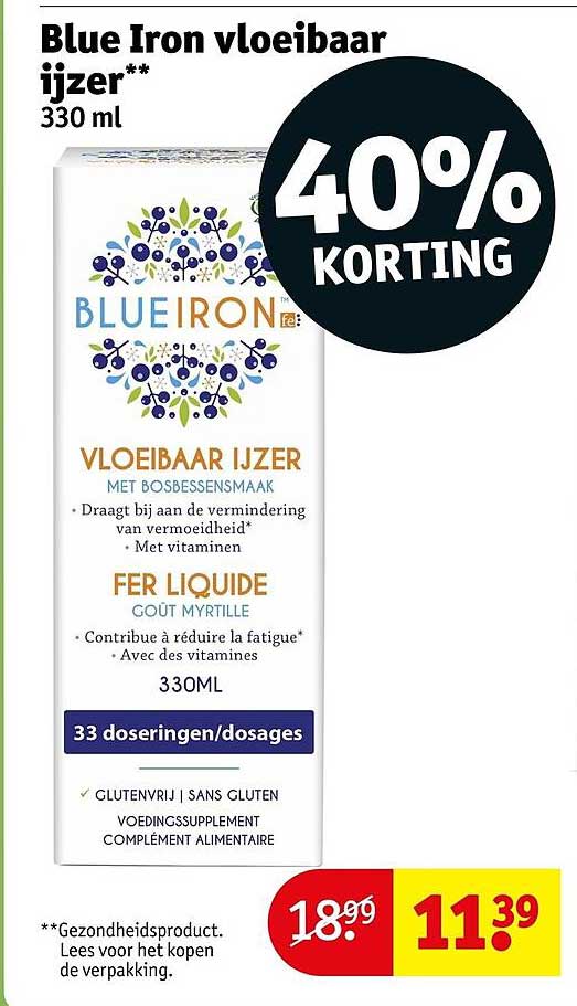 Blue Iron vloeibaar ijzer 330 ml 40% KORTING