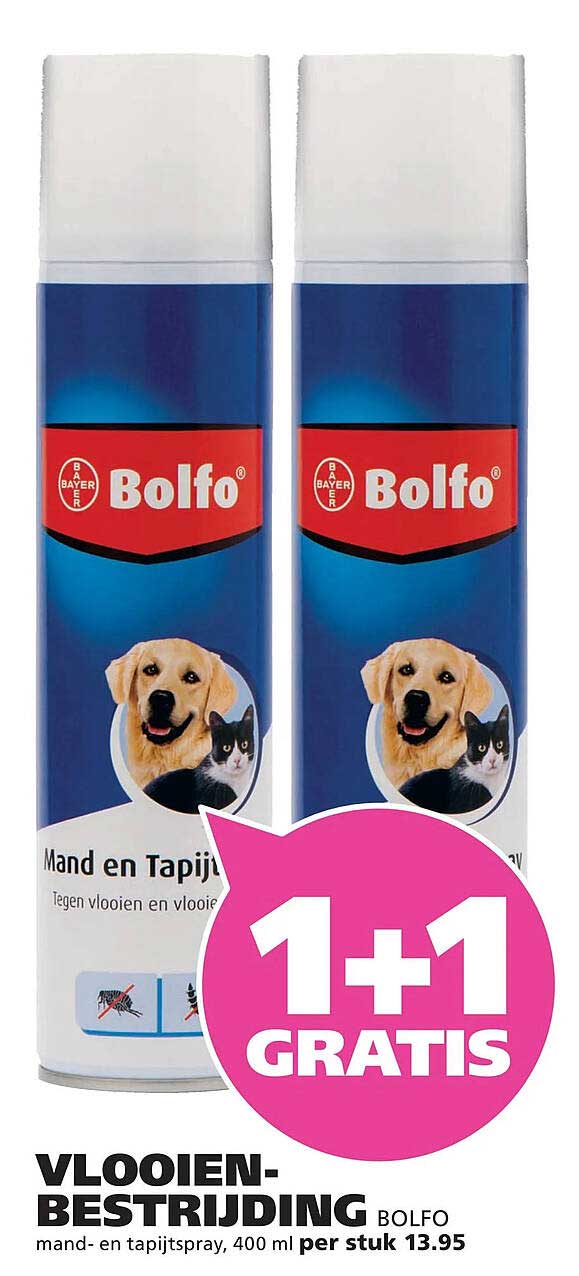 Bolfo mand- en tapijtspray 400 ml 1+1 gratis