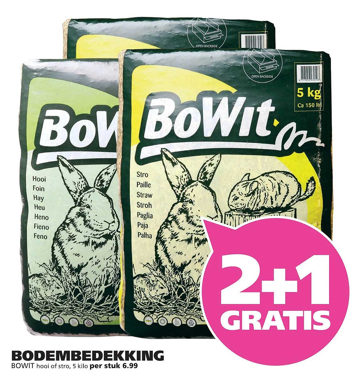 BOWIT hooi of stro, 5 kilo per stuk 6.99 2+1 GRATIS