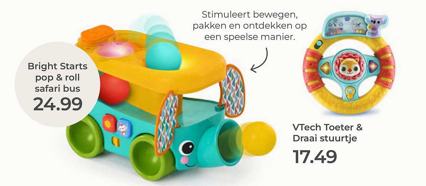 Bright Starts pop & roll safari bus