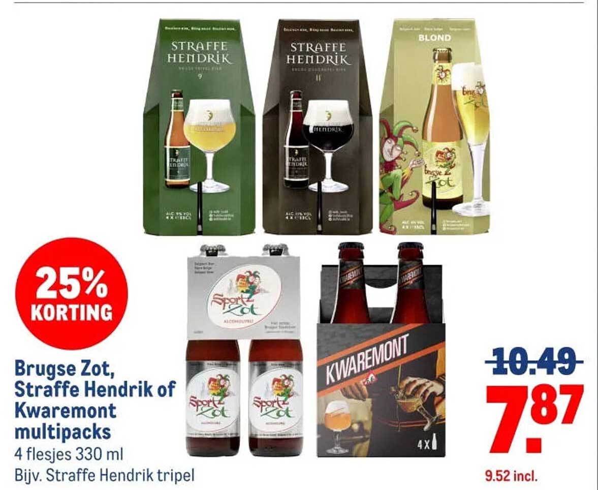 Brugse Zot, Straffe Hendrik of Kwaremont multipacks 25% korting