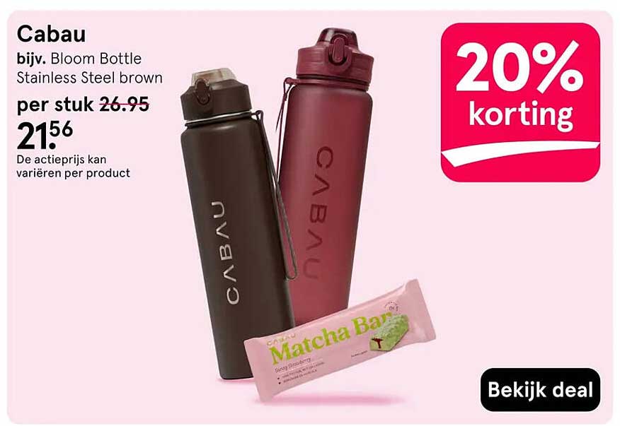 Cabau bijv. Bloom Bottle Stainless Steel brown 20% korting