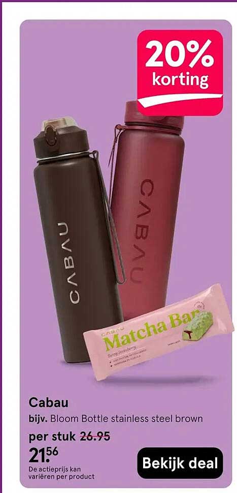Cabau, bijv. Bloom Bottle stainless steel brown 20% korting