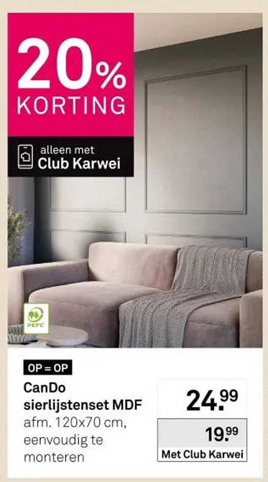 CanDo sierlijstenset MDF afm. 120x70 cm, eenvoudig te monteren