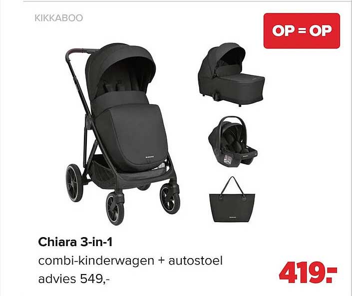 Chiara 3-in-1 combi-kinderwagen + autostoel OP = OP