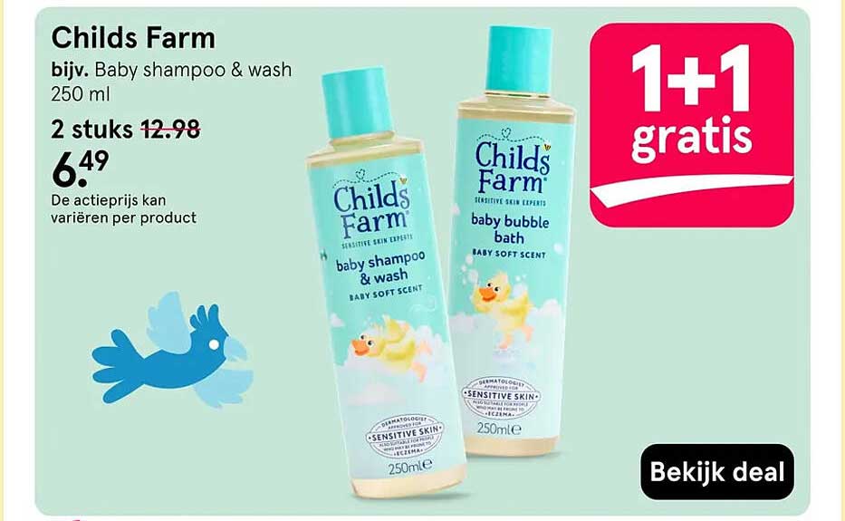 Childs Farm baby shampoo & wash 250 ml 1+1 gratis
