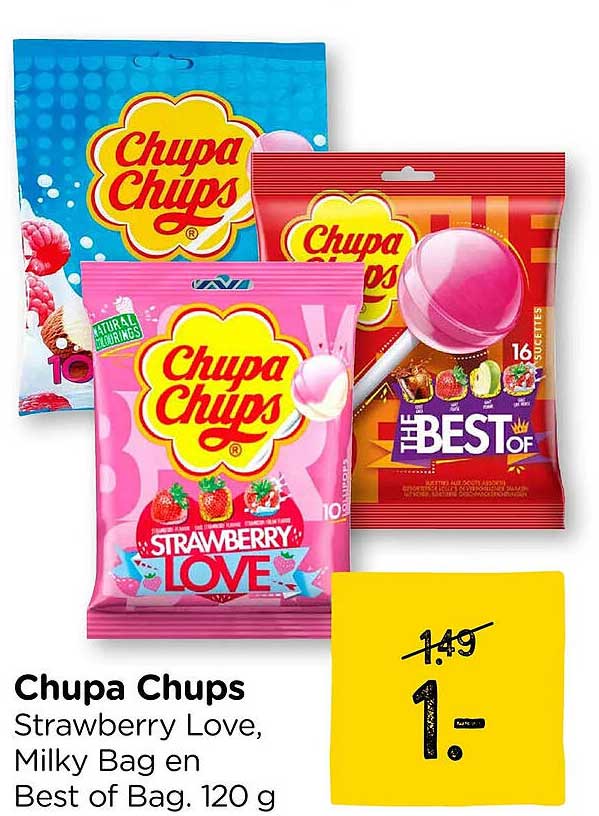 Chupa Chups Strawberry Love, Milky Bag en Best of Bag. 120 g