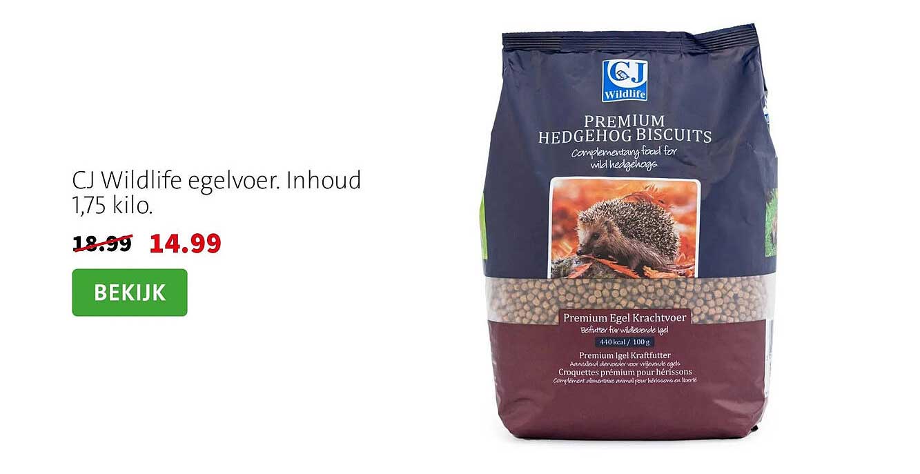 CJ Wildlife egelvoer. Inhoud 1,75 kilo.