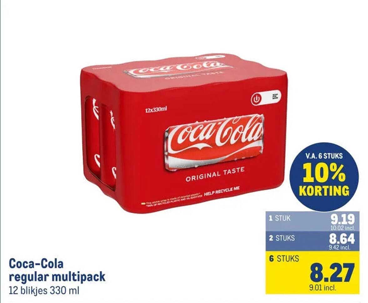 Coca-Cola regular multipack 12 blikjes 330 ml 10% KORTING