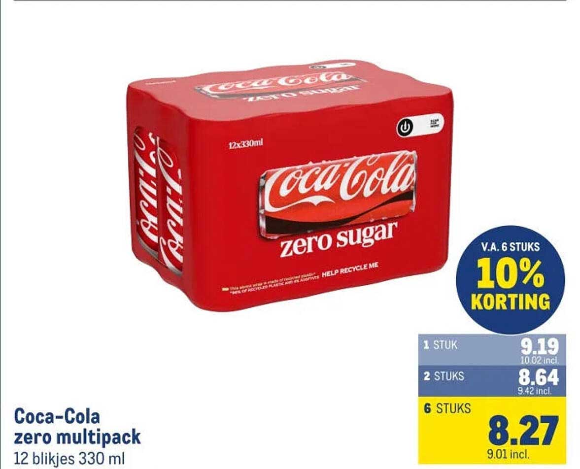 Coca-Cola zero multipack 12 blikjes 330 ml