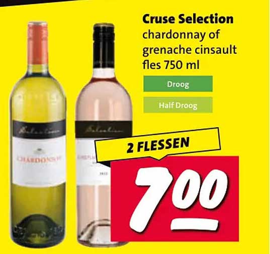 Cruse Selection chardonnay of grenache cinsault fles 750 ml 2 FLESSEN