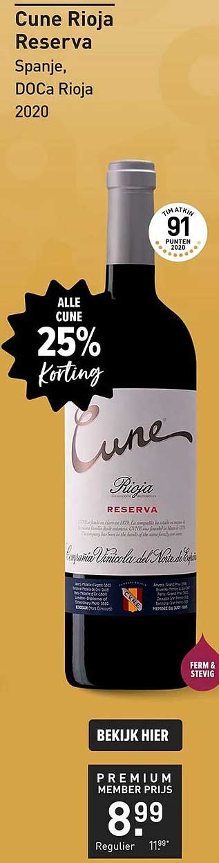 Cune Rioja Reserva Spanje, DOca Rioja 2020 25% Korting