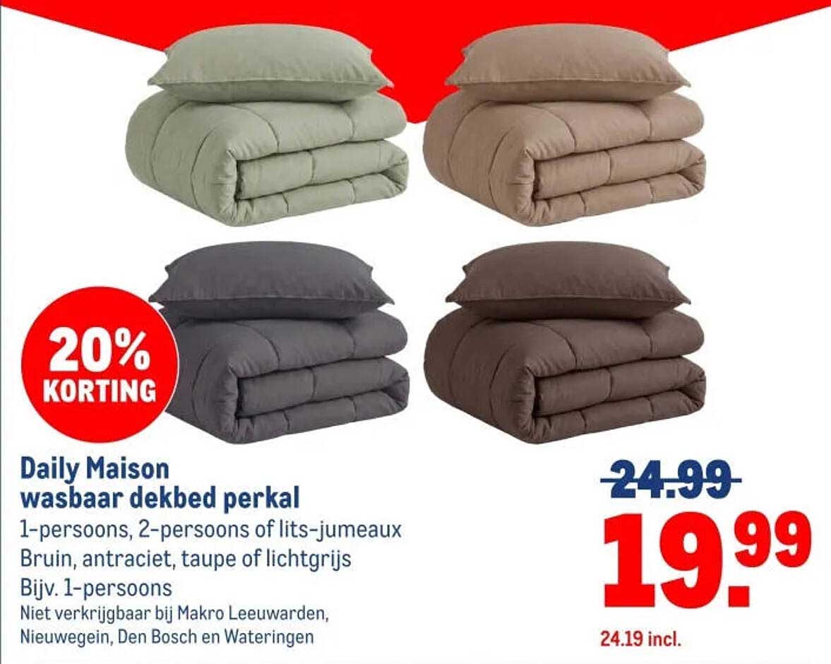 Daily Maison wasbaar dekbed perkal 20% KORTING