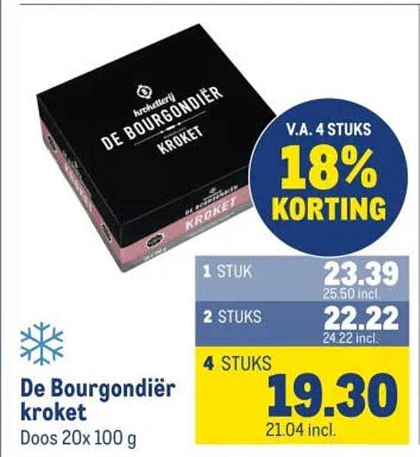 De Bourgondiër kroket Doos 20x 100 g V.A. 4 STUKS 18% KORTING
