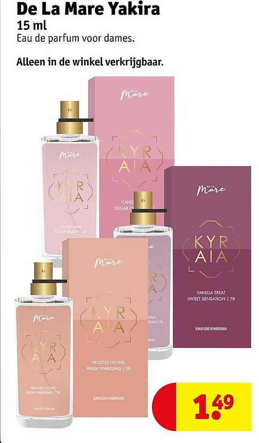 De La Mare Yakira 15 ml Eau de parfum voor dames. Alleen in de winkel verkrijgbaar.