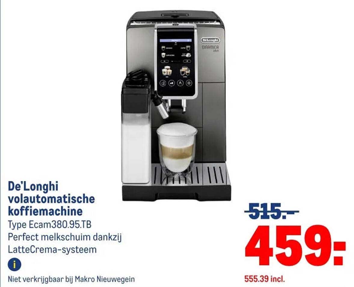 De'Longhi volautomatische koffiemachine Type Ecam380.95.TB Perfect melkschuim dankzij LatteCrema-systeem