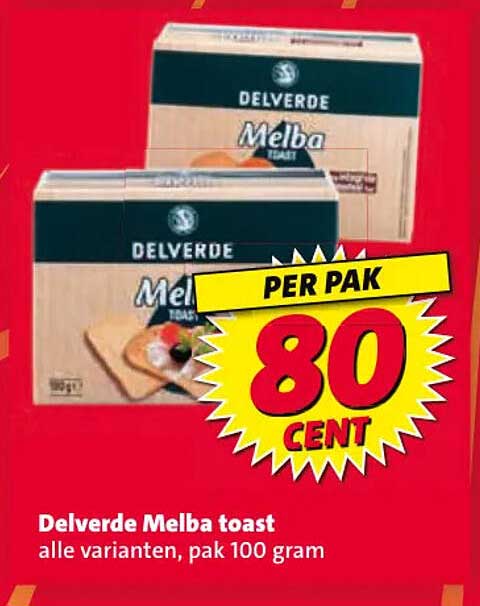 Delverde Melba toast alle varianten, pak 100 gram